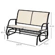 OUTSUNNY - Banc à bascule de jardin 2 places design contemporain grand confort accoudoirs assise et dossier ergonomique acier textilène beige - vignette