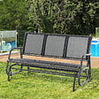 OUTSUNNY - Banc à bascule de jardin 3 places design contemporain grand confort accoudoirs assise et dossier ergonomique acier textilène noir - vignette