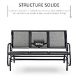 OUTSUNNY - Banc à bascule de jardin 3 places design contemporain grand confort accoudoirs assise et dossier ergonomique acier textilène noir - vignette