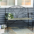 OUTSUNNY - Banc de jardin 2 places style néo-rétro fer forgé lignes fuselées métal noir doré effet vieilli - vignette