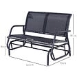 OUTSUNNY - Banc à bascule de jardin 2 places design contemporain grand confort accoudoirs assise et dossier ergonomique acier textilène noir - vignette