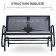 OUTSUNNY - Banc à bascule de jardin 2 places design contemporain grand confort accoudoirs assise et dossier ergonomique acier textilène noir - vignette