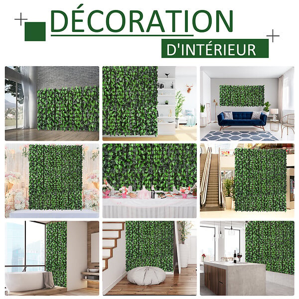 OUTSUNNY - Haie artificielle feuilles de laurier - treillis extensible - brise-vue canisse végétale feuillage réaliste dim. 3L x 1H m PE anti-UV vert - large