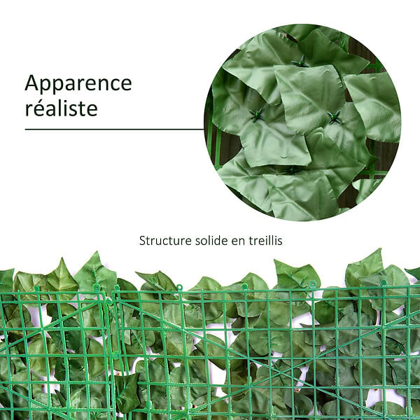 OUTSUNNY - Haie artificielle brise-vue décoration rouleau 3L x 1H m feuillage réaliste anti-UV vert - large