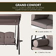 OUTSUNNY - Balancelle de jardin 3 places grand confort toit inclinaison réglable coussins plateaux rétractables polyester filé marron - vignette