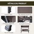 OUTSUNNY - Balancelle de jardin 3 places grand confort toit inclinaison réglable coussins plateaux rétractables polyester filé marron - vignette