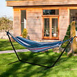 OUTSUNNY - Hamac de jardin avec support en métal époxy hamac sur pied 1 place charge max. 120 Kg sac transport multicolore - vignette