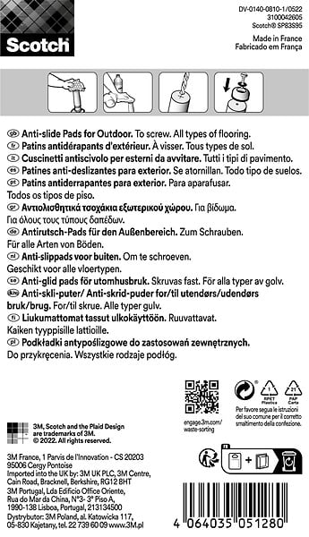 SCOTCH - Patin plastique amortisseur à visser SCOTCH translucide diam 17mm x8 - large