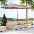 OUTSUNNY - Parasol de jardin XXL parasol grande taille 4,6L x 2,7l x 2,4H m ouverture fermeture manivelle acier polyester haute densité marron - vignette