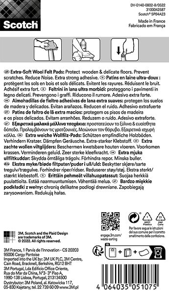 SCOTCH - Patin feutre laine adhésif SCOTCH beige diam 50mm x4 - large