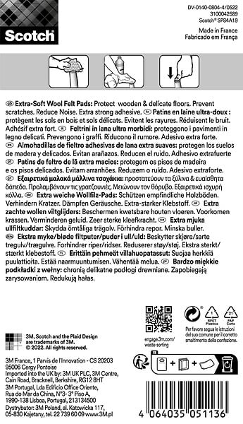 SCOTCH - Patin feutre laine adhésif SCOTCH beige diam 17mm x16 - large