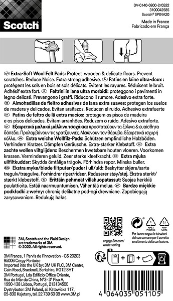 SCOTCH - Patin feutre laine adhésif SCOTCH beige diam 22mm x8 - large