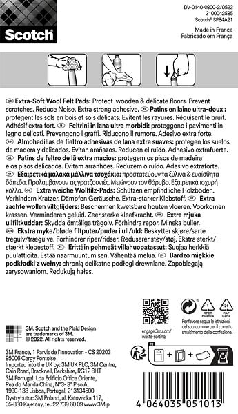 SCOTCH - Patin feutre laine adhésif SCOTCH beige diam 25mm x8 - large