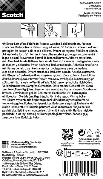 SCOTCH - Patin feutre laine adhésif SCOTCH beige diam 34mm x4 - large