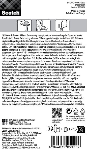 SCOTCH - Glisseur tout terrain adhésif SCOTCH gris métal diam 40mm x4 - large