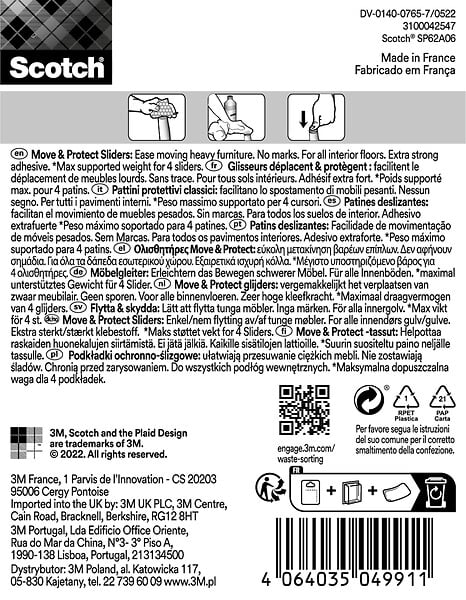 SCOTCH - Glisseur alvéolé adhésif SCOTCH gris métal diam 25mm x8 - large
