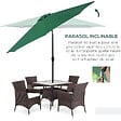 OUTSUNNY - Parasol en métal rond polyester 180g/m² manivelle inclinable Ø 2,95 x 2,5 m vert - vignette