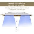 OUTSUNNY - Parasol de jardin XXL parasol grande taille 4,6L x 2,7l x 2,4H m ouverture fermeture manivelle acier polyester haute densité café latte - vignette