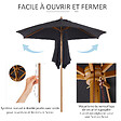 OUTSUNNY - Parasol droit hexagonal grande taille de jardin Ø 2,5 x 2,3H m bois de bambou noir - vignette
