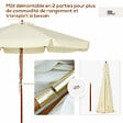 OUTSUNNY - Parasol droit rond grande taille de jardin Ø 3,25 x 2,5H m bois de bambou polyester beige - vignette