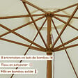 OUTSUNNY - Parasol droit rond grande taille de jardin Ø 3,25 x 2,5H m bois de bambou polyester beige - vignette