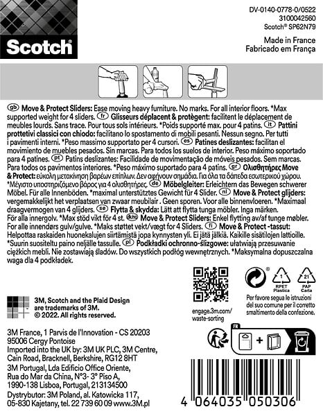 SCOTCH - Glisseur alvéolé à clouer SCOTCH marron 24 x 24 mm x4 - large