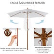 OUTSUNNY - Parasol droit hexagonal de jardin grande taille dim. Ø 2,5 x 2,3H m bambou polyester crème - vignette