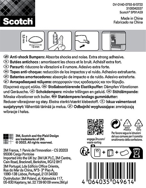 SCOTCH - Dome amortisseur adhésif SCOTCH translucide diam 13mm x12 - large
