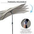 OUTSUNNY - Parasol inclinable octogonal Ø 3 x 2,45 m ouverture fermeture par manivelle métal polyester haute densité gris clair - vignette