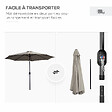 OUTSUNNY - Parasol inclinable octogonal Ø 3 x 2,45 m ouverture fermeture par manivelle métal polyester haute densité gris clair - vignette