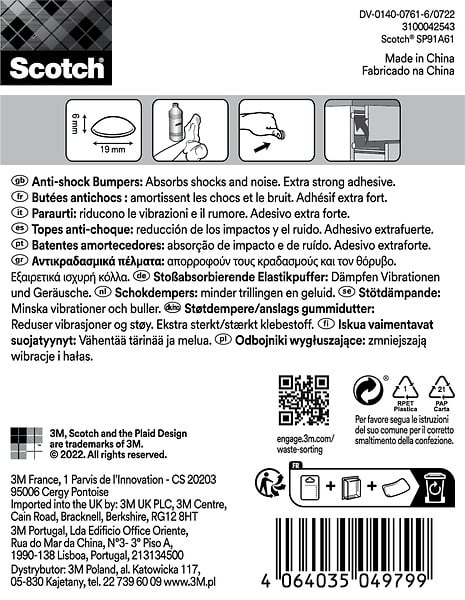 SCOTCH - Dome amortisseur adhésif SCOTCH translucide diam 19mm x8 - large