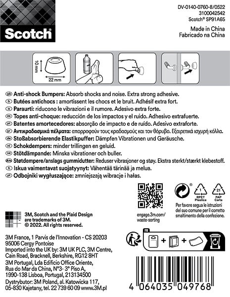 SCOTCH - Dome amortisseur adhésif SCOTCH blanc  diam 22mm x4 - large