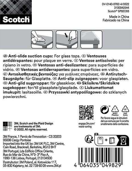 SCOTCH - Ventouse anti dérapante SCOTCH translucide diam 10mm x12 - large