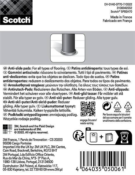 SCOTCH - Patin caoutchouc naturel non adhésif SCOTCH naturel diam 35mm x4 - large
