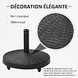 OUTSUNNY - Pied de parasol base de lestage rond poids net 22,7kg en résine avec 4 roulettes - dim. Ø 52 x 41H cm - noir - vignette