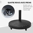 OUTSUNNY - Pied de parasol base de lestage rond poids net 22,7kg en résine avec 4 roulettes - dim. Ø 52 x 41H cm - noir - vignette