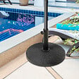 OUTSUNNY - Pied de parasol rond base de lestage Ø 44 x 32 cm résine imitation rotin poids net 11 Kg noir - vignette