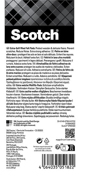 SCOTCH - Patin feutre laine adhésif SCOTCH marron 300 x 360 mm - large