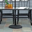 OUTSUNNY - Pied de parasol base de lestage parasol rond ciment HDPE motif rosace Ø 49 cm poids net 15 Kg noir - vignette