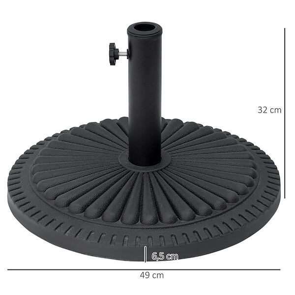 OUTSUNNY - Pied de parasol base de lestage parasol rond ciment HDPE motif rosace Ø 49 cm poids net 15 Kg noir - large