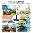 OUTSUNNY - Pied de parasol rond base de lestage Ø 53 x 35,5 cm résine imitation rotin poids net 25 Kg noir bronze - vignette
