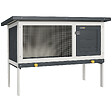PAWHUT - Clapier sur pied cage à lapin avec niche intérieure toit ouvrant porte verrouillable dim. 90L x 45l x 65H cm noir blanc vert - vignette