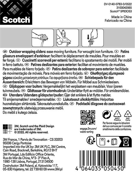SCOTCH - Patin chaussant glissant SCOTCH noir diam 22 - 25 mm x4 - large