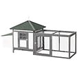 PAWHUT - Poulailler cottage multi-équipement perchoir rampe pondoir enclos tiroir à déjection 196L x 76l x 97H cm bois massif pin gris blanc - vignette