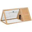 PAWHUT - Clapier triangulaire de sol enclos extérieur niche double porte dim. 116L x 62l x 53H cm bois massif pin - vignette