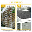 PAWHUT - Clapier de sol enclos extérieur niche porte double toit ouvrant fil métallique bois sapin pré-huilé peint gris blanc - vignette