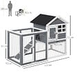 PAWHUT - Clapier cage à lapins multi-équipé : niche supérieure avec rampe, plateau excrément, fenêtre + enclos  extérieur sécurisé 2 portes 122L x 63l x 92H cm gris - vignette