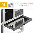 PAWHUT - Clapier cage à lapins multi-équipé : niche supérieure avec rampe, plateau excrément, fenêtre + enclos  extérieur sécurisé 2 portes 122L x 63l x 92H cm gris - vignette