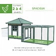 PAWHUT - Poulailler cottage multi-équipement perchoir rampe pondoir enclos tiroir à déjection 196L x 76l x 97H cm bois massif pin vert blanc - vignette