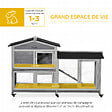 PAWHUT - Clapier bois sur roulettes 2 niv. 3 plateaux déjections coulissants sapin gris pré-huilé - vignette